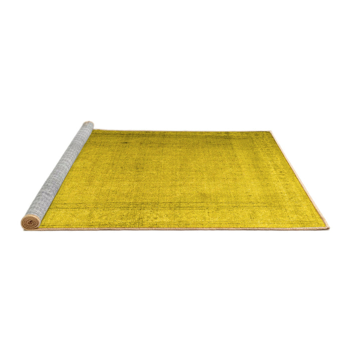 Sideview of Machine Washable Abstract Yellow Contemporary Rug, wshcon772yw