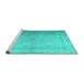 Sideview of Machine Washable Abstract Turquoise Contemporary Area Rugs, wshcon772turq