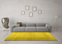 Machine Washable Abstract Yellow Contemporary Rug, wshcon772yw