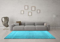 Machine Washable Abstract Light Blue Contemporary Rug, wshcon772lblu