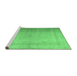 Sideview of Machine Washable Abstract Emerald Green Contemporary Area Rugs, wshcon772emgrn