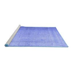 Sideview of Machine Washable Abstract Blue Contemporary Rug, wshcon772blu