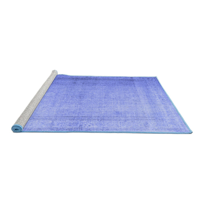 Sideview of Machine Washable Abstract Blue Contemporary Rug, wshcon772blu