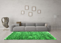 Machine Washable Abstract Green Contemporary Rug, wshcon773grn