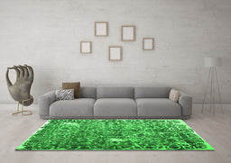 Machine Washable Abstract Green Contemporary Area Rugs in a Living Room,, wshcon773grn