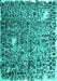 Machine Washable Abstract Turquoise Contemporary Area Rugs, wshcon773turq