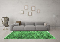 Machine Washable Abstract Emerald Green Contemporary Rug, wshcon773emgrn