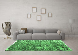 Machine Washable Abstract Emerald Green Contemporary Area Rugs in a Living Room,, wshcon773emgrn
