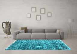 Machine Washable Abstract Light Blue Contemporary Rug in a Living Room, wshcon773lblu