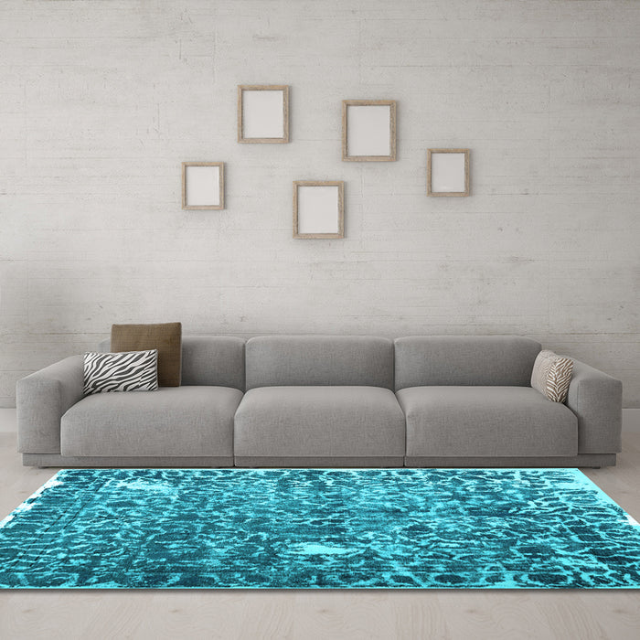 Machine Washable Abstract Light Blue Contemporary Rug in a Living Room, wshcon773lblu