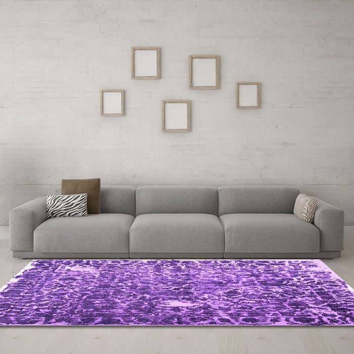 Machine Washable Abstract Purple Contemporary Area Rugs in a Living Room, wshcon773pur