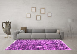 Machine Washable Abstract Pink Contemporary Rug in a Living Room, wshcon773pnk