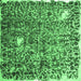 Square Abstract Emerald Green Contemporary Rug, con773emgrn