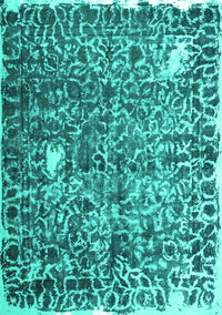 Abstract Turquoise Contemporary Rug, con773turq