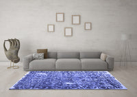 Machine Washable Abstract Blue Contemporary Rug, wshcon773blu