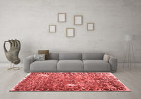 Machine Washable Abstract Red Contemporary Rug, wshcon773red