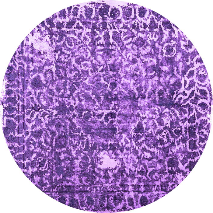 Round Abstract Purple Contemporary Rug, con773pur