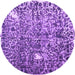 Round Abstract Purple Contemporary Rug, con773pur