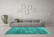 Machine Washable Abstract Turquoise Contemporary Area Rugs in a Living Room,, wshcon773turq