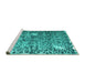 Sideview of Machine Washable Abstract Turquoise Contemporary Area Rugs, wshcon773turq