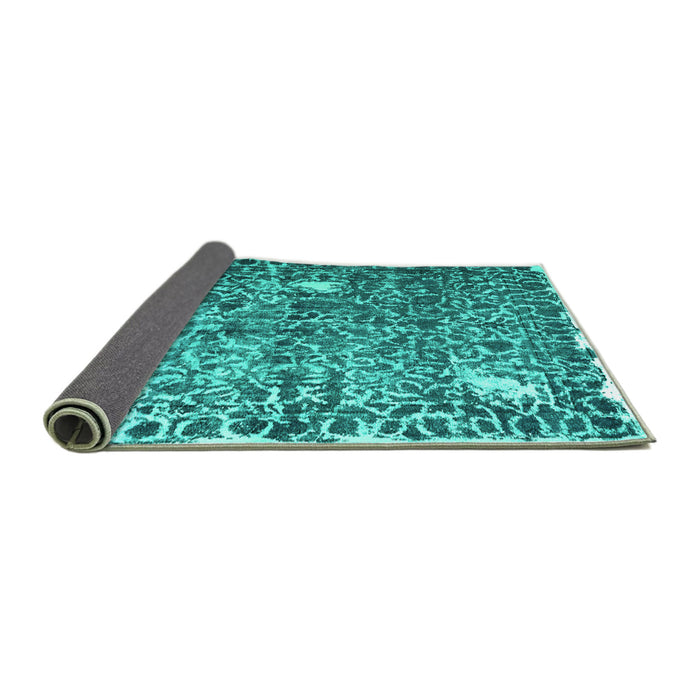 Sideview of Abstract Turquoise Contemporary Rug, con773turq