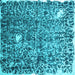 Square Abstract Light Blue Contemporary Rug, con773lblu