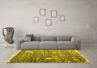 Machine Washable Abstract Yellow Contemporary Rug, wshcon773yw