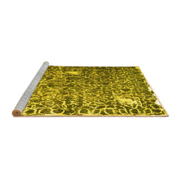 Sideview of Machine Washable Abstract Yellow Contemporary Rug, wshcon773yw