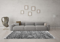 Machine Washable Abstract Gray Contemporary Rug, wshcon773gry