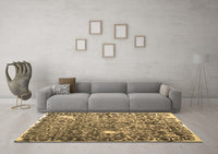 Machine Washable Abstract Brown Contemporary Rug, wshcon773brn