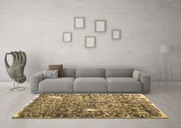 Machine Washable Abstract Brown Contemporary Rug in a Living Room,, wshcon773brn