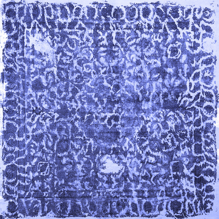 Square Abstract Blue Contemporary Rug, con773blu