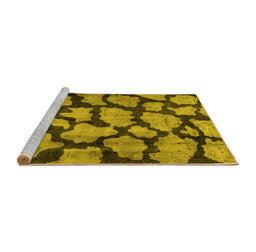 Sideview of Machine Washable Persian Yellow Bohemian Rug, wshcon774yw