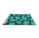 Sideview of Machine Washable Persian Turquoise Bohemian Area Rugs, wshcon774turq