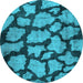 Round Persian Light Blue Bohemian Rug, con774lblu