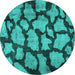 Round Persian Turquoise Bohemian Rug, con774turq