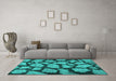 Machine Washable Persian Turquoise Bohemian Area Rugs in a Living Room,, wshcon774turq