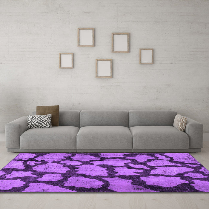 Machine Washable Persian Purple Bohemian Area Rugs in a Living Room, wshcon774pur