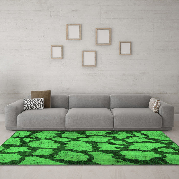 Machine Washable Persian Green Bohemian Area Rugs in a Living Room,, wshcon774grn