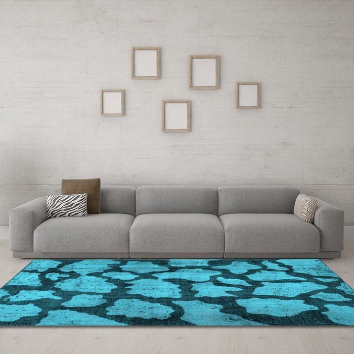 Machine Washable Persian Light Blue Bohemian Rug in a Living Room, wshcon774lblu