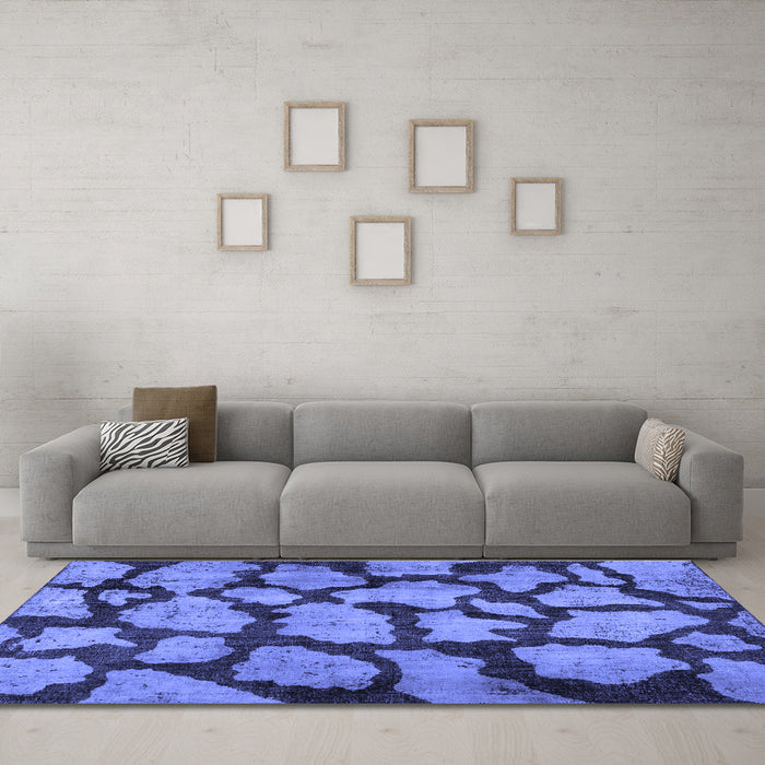 Machine Washable Persian Blue Bohemian Rug in a Living Room, wshcon774blu