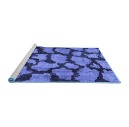 Sideview of Machine Washable Persian Blue Bohemian Rug, wshcon774blu