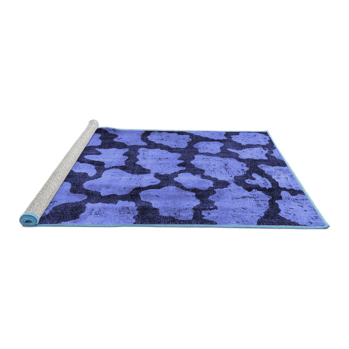 Sideview of Machine Washable Persian Blue Bohemian Rug, wshcon774blu