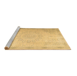 Sideview of Machine Washable Abstract Brown Contemporary Rug, wshcon775brn