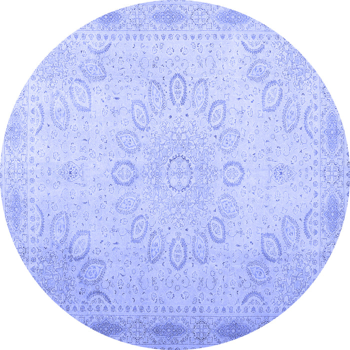 Round Abstract Blue Contemporary Rug, con775blu
