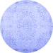 Round Abstract Blue Contemporary Rug, con775blu