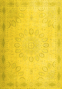 Abstract Yellow Contemporary Rug, con775yw