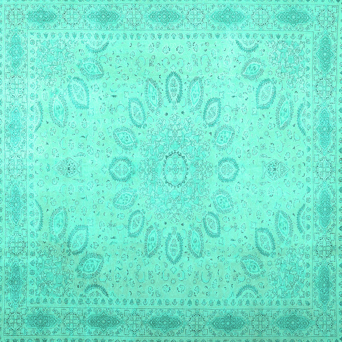 Square Abstract Turquoise Contemporary Rug, con775turq