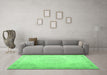Machine Washable Abstract Emerald Green Contemporary Area Rugs in a Living Room,, wshcon775emgrn