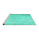 Sideview of Machine Washable Abstract Turquoise Contemporary Area Rugs, wshcon775turq